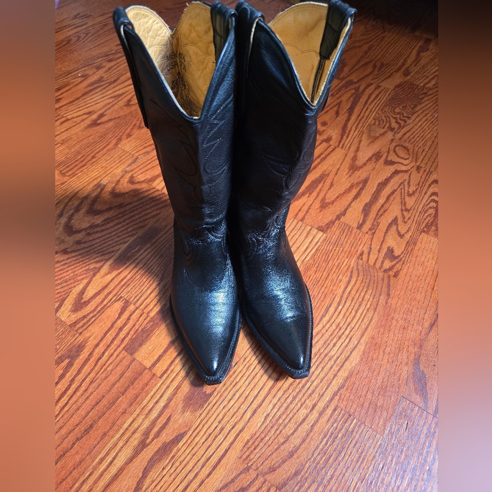 Black Leather Men's Cowboy Boots
